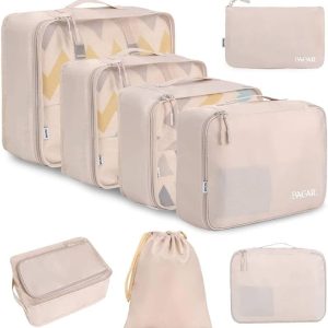 BAGAIL 8 Set Packing Cubes Luggage Packing Organizers for Travel Accessories-Cream